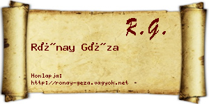 Rónay Géza névjegykártya
