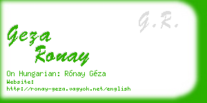 geza ronay business card